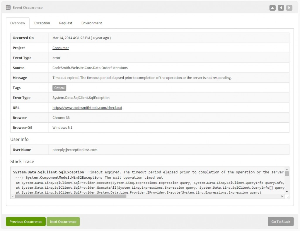 Example error details