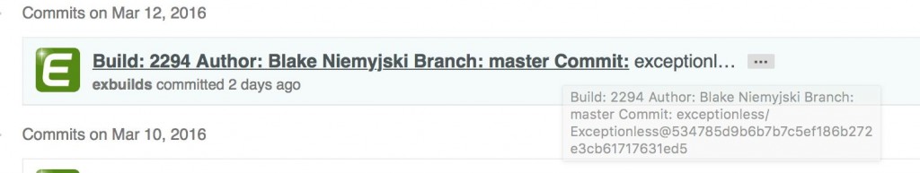 gitHub build history details