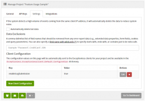 Exceptionless Client Configuration Settings